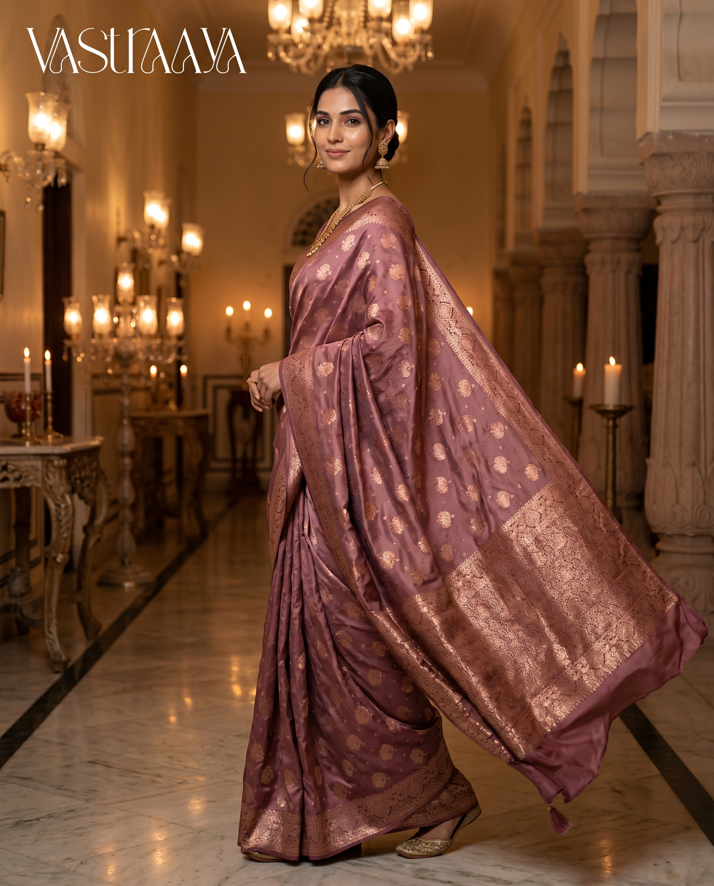 Dusty Rose Silk Saree