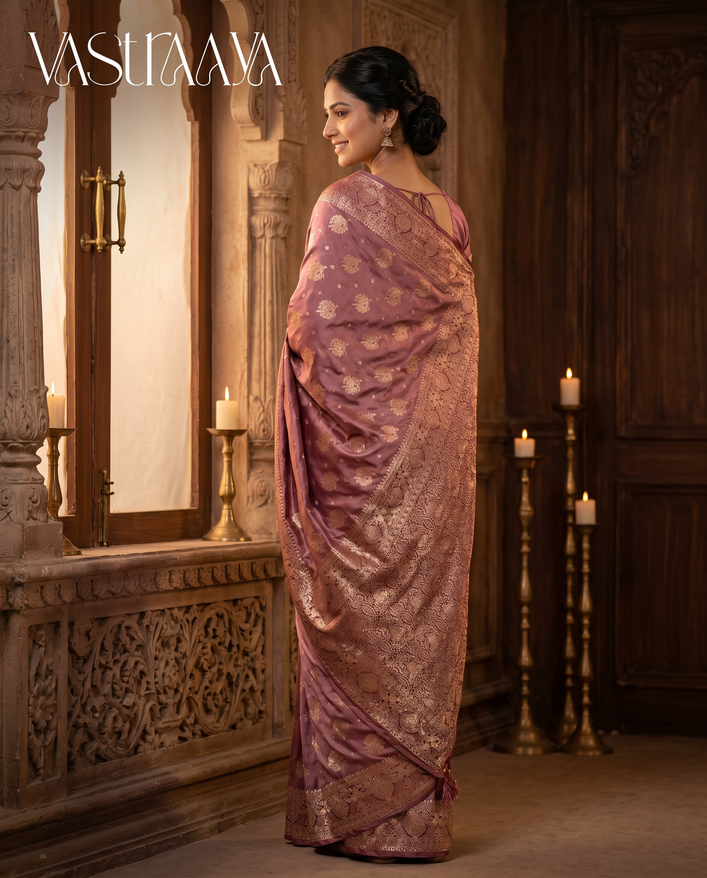 Dusty Rose Silk Saree