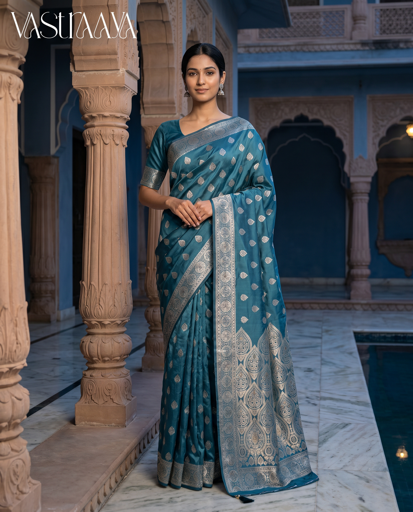Royal Teal Silk Saree