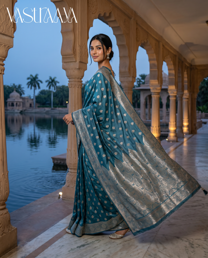 Royal Teal Silk Saree