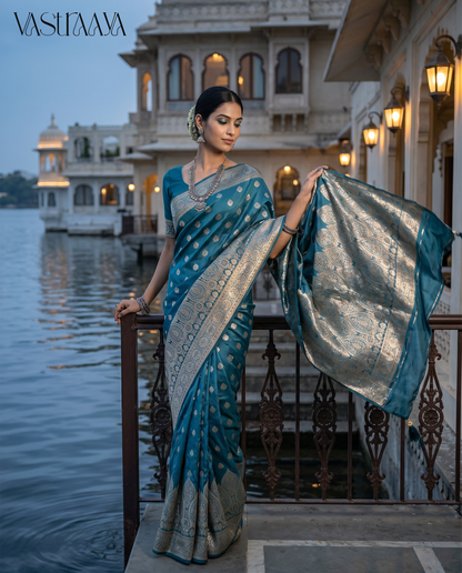Royal Teal Silk Saree
