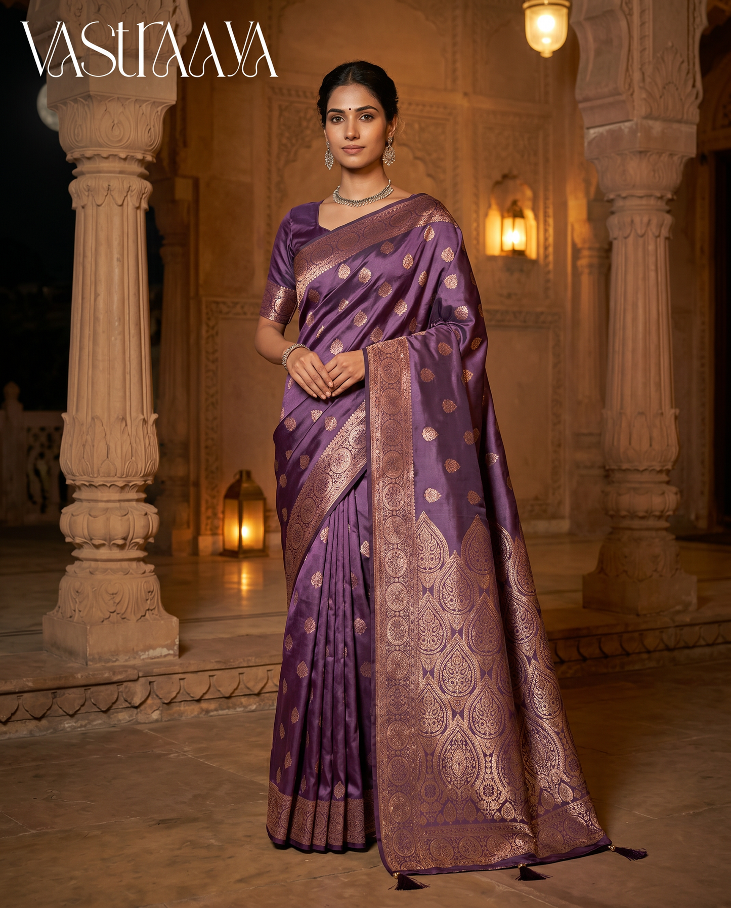 Royal Violet Silk Saree