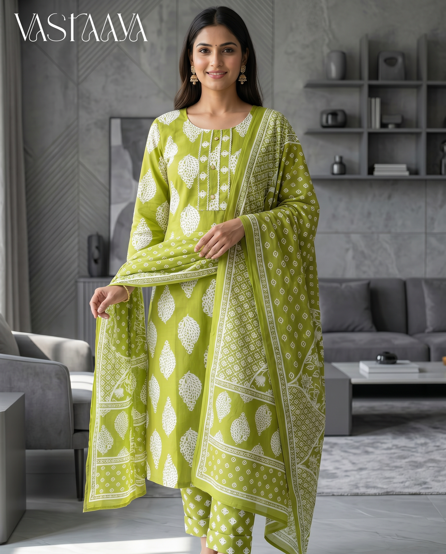 Lime Blossom Cotton Suit Set